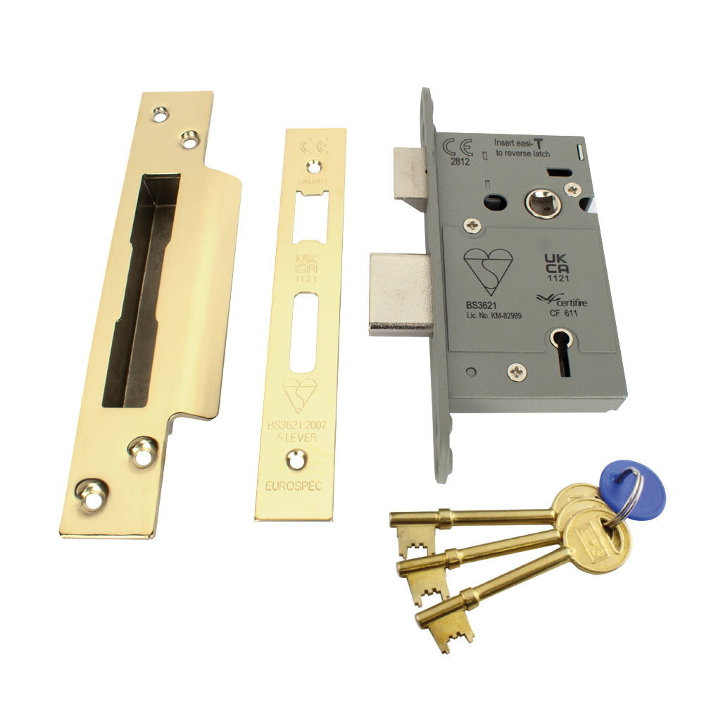 Eurospec 5 Lever Sash Lock 2.5 Inch (64mm) - PVD